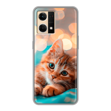 Силиконовый чехол на OPPO Reno7 с принтом котик Силиконовый чехол на OPPO Reno7 с принтом котик