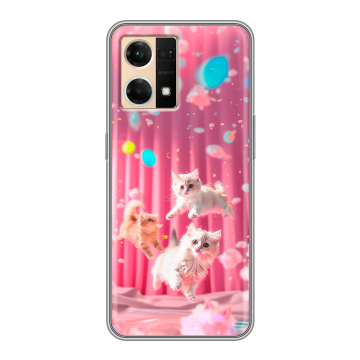 Силиконовый чехол на OPPO Reno7 с принтом милые котики Силиконовый чехол на OPPO Reno7 с принтом милые котики