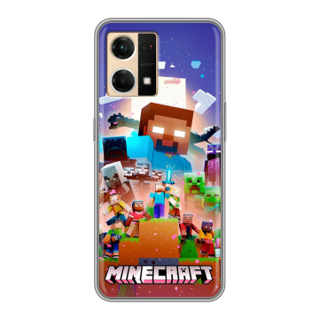 Силиконовый чехол на OPPO Reno7 с принтом Майнкрафт Minecraft Силиконовый чехол на OPPO Reno7 с принтом Майнкрафт Minecraft