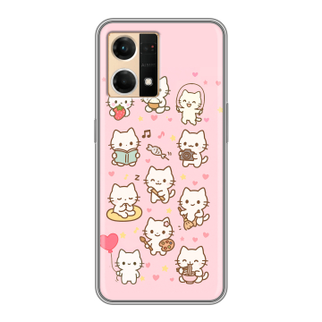 Силиконовый чехол на OPPO Reno7 с принтом Hello Kitty Хелоу Кити