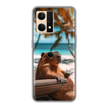 Силиконовый чехол на OPPO Reno7 с принтом Капибара Силиконовый чехол на OPPO Reno7 с принтом Капибара
