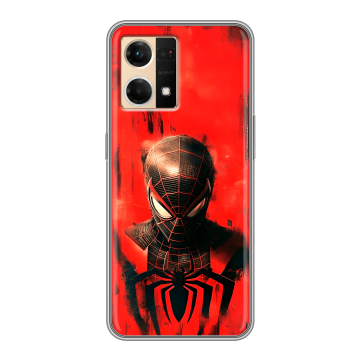 Силиконовый чехол на OPPO Reno7 с принтом человек паук spiderman Силиконовый чехол на OPPO Reno7 с принтом человек паук spiderman