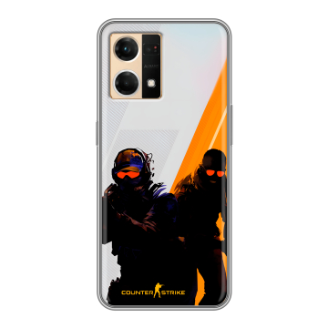 Силиконовый чехол на OPPO Reno7 с принтом Контер страйк Counter strike