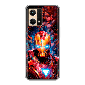 Силиконовый чехол на OPPO Reno7 с принтом Железный человек Ironman