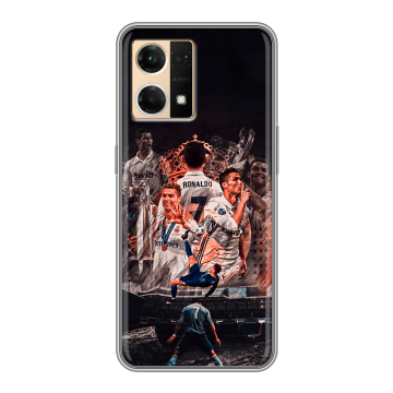 Силиконовый чехол на OPPO Reno7 с принтом Реал Роналдо Real Ronaldo