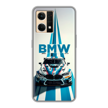 Силиконовый чехол на OPPO Reno7 с принтом БМВ BMW