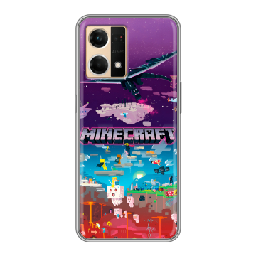 Силиконовый чехол на OPPO Reno7 с принтом Майнкрафт Minecraft
