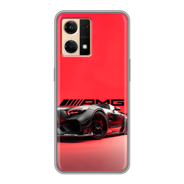 Силиконовый чехол на OPPO Reno7 с принтом Мерседес Mercedes AMG