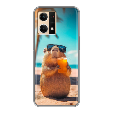 Силиконовый чехол на OPPO Reno7 с принтом Капибара