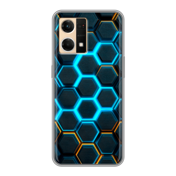 Силиконовый чехол на OPPO Reno7 с принтом Неоновые соты
