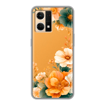 Силиконовый чехол на OPPO Reno7 с принтом Цветы принт