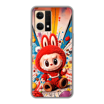 Силиконовый чехол на OPPO Reno7 с принтом Labubu Лабубу Силиконовый чехол на OPPO Reno7 с принтом Labubu Лабубу