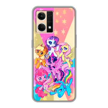 Силиконовый чехол на OPPO Reno7 с принтом My little pony Дружба чудо Силиконовый чехол на OPPO Reno7 с принтом My little pony Дружба чудо