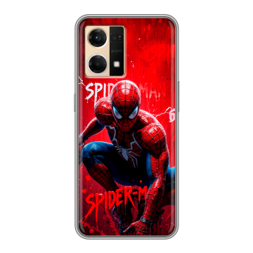Силиконовый чехол на OPPO Reno7 с принтом Spiderman Человек паук Силиконовый чехол на OPPO Reno7 с принтом Spiderman Человек паук