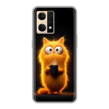 Силиконовый чехол на OPPO Reno7 с принтом Смешной кот