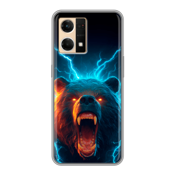 Силиконовый чехол на OPPO Reno7 с принтом Медведь Силиконовый чехол на OPPO Reno7 с принтом Медведь