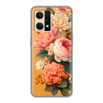 Силиконовый чехол на OPPO Reno7 с принтом цветы Силиконовый чехол на OPPO Reno7 с принтом цветы