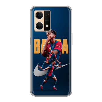 Силиконовый чехол на OPPO Reno7 с принтом Барселона Barca Yamal Силиконовый чехол на OPPO Reno7 с принтом Барселона Barca Yamal
