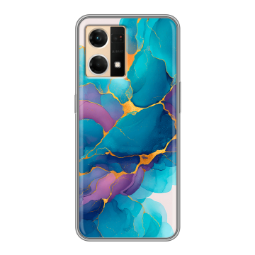 Силиконовый чехол на OPPO Reno7 с принтом Мрамор блестки Силиконовый чехол на OPPO Reno7 с принтом Мрамор блестки