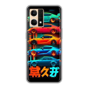 Силиконовый чехол на OPPO Reno7 с принтом машины тачки Силиконовый чехол на OPPO Reno7 с принтом машины тачки