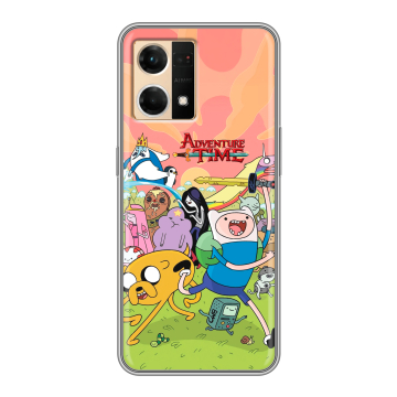 Силиконовый чехол на OPPO Reno7 с принтом Adventure time Время приключений Силиконовый чехол на OPPO Reno7 с принтом Adventure time Время приключений