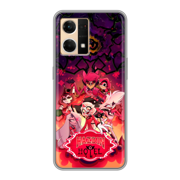 Силиконовый чехол на OPPO Reno7 с принтом Hazbin Hotel Отель Хазбин Силиконовый чехол на OPPO Reno7 с принтом Hazbin Hotel Отель Хазбин