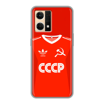 Силиконовый чехол на OPPO Reno7 с принтом Флаг Герб СССР Силиконовый чехол на OPPO Reno7 с принтом Флаг Герб СССР