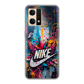 Силиконовый чехол на OPPO Reno7 с принтом Nike Найк