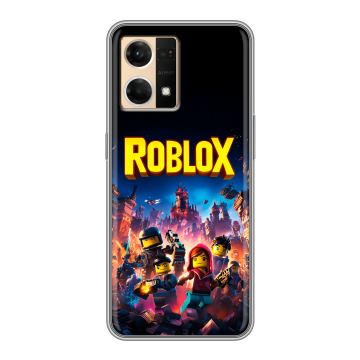 Силиконовый чехол на OPPO Reno7 с принтом Roblox Роблокс