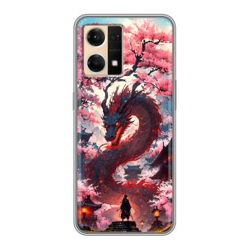 Силиконовый чехол на OPPO Reno7 с принтом Дракон Японский Силиконовый чехол на OPPO Reno7 с принтом Дракон Японский