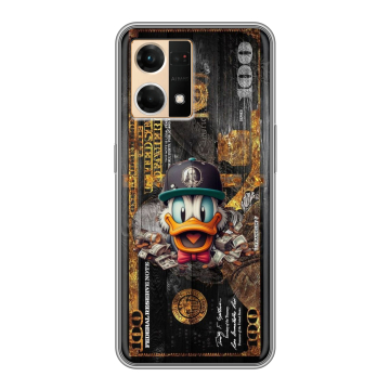Силиконовый чехол на OPPO Reno7 с принтом Дональд Дак Доллар Силиконовый чехол на OPPO Reno7 с принтом Дональд Дак Доллар