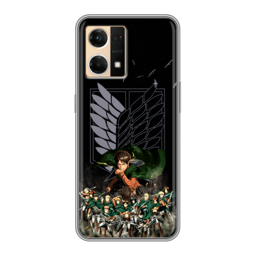 Силиконовый чехол на OPPO Reno7 с принтом Атака титанов Силиконовый чехол на OPPO Reno7 с принтом Атака титанов
