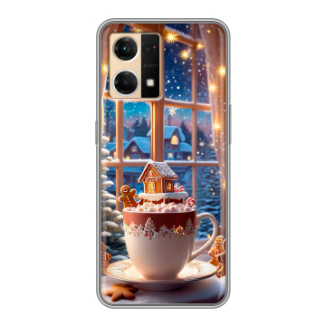 Силиконовый чехол на OPPO Reno7 с принтом Новый год Силиконовый чехол на OPPO Reno7 с принтом Новый год
