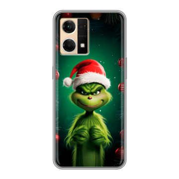 Силиконовый чехол на OPPO Reno7 с принтом Гринч Новый год Рождество Силиконовый чехол на OPPO Reno7 с принтом Гринч Новый год Рождество