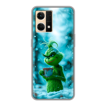 Силиконовый чехол на OPPO Reno7 с принтом Новый год гринч Силиконовый чехол на OPPO Reno7 с принтом Новый год гринч