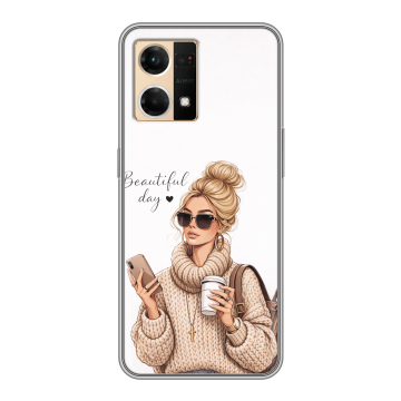 Силиконовый чехол на OPPO Reno7 с принтом женский Силиконовый чехол на OPPO Reno7 с принтом женский