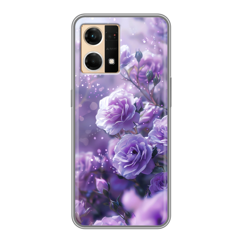 Силиконовый чехол на OPPO Reno7 с принтом Розы цветы Силиконовый чехол на OPPO Reno7 с принтом Розы цветы