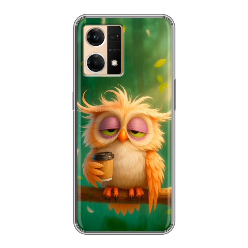 Силиконовый чехол на OPPO Reno7 с принтом сова Силиконовый чехол на OPPO Reno7 с принтом сова