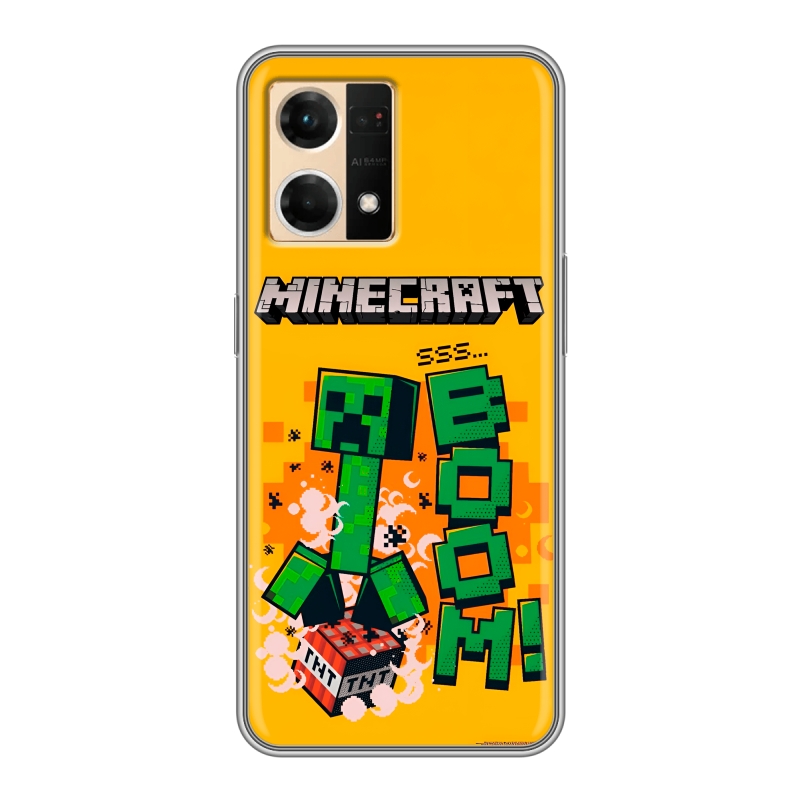 Силиконовый противоударный чехол на OPPO Reno7 с принтом Майнкрафт Minecraft Силиконовый противоударный чехол на OPPO Reno7 с принтом Майнкрафт Minecraft