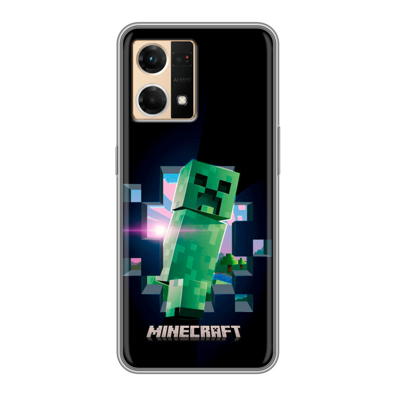 Силиконовый противоударный чехол на OPPO Reno7 с принтом Майнкрафт Minecraft Силиконовый противоударный чехол на OPPO Reno7 с принтом Майнкрафт Minecraft