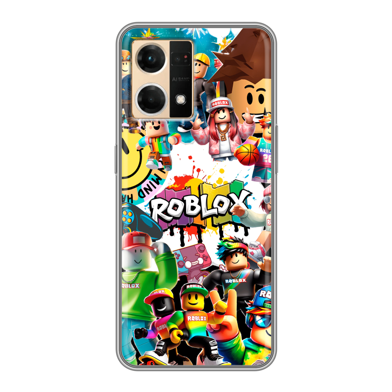 Силиконовый противоударный чехол на OPPO Reno7 с принтом Roblox Роблокс Силиконовый противоударный чехол на OPPO Reno7 с принтом Roblox Роблокс
