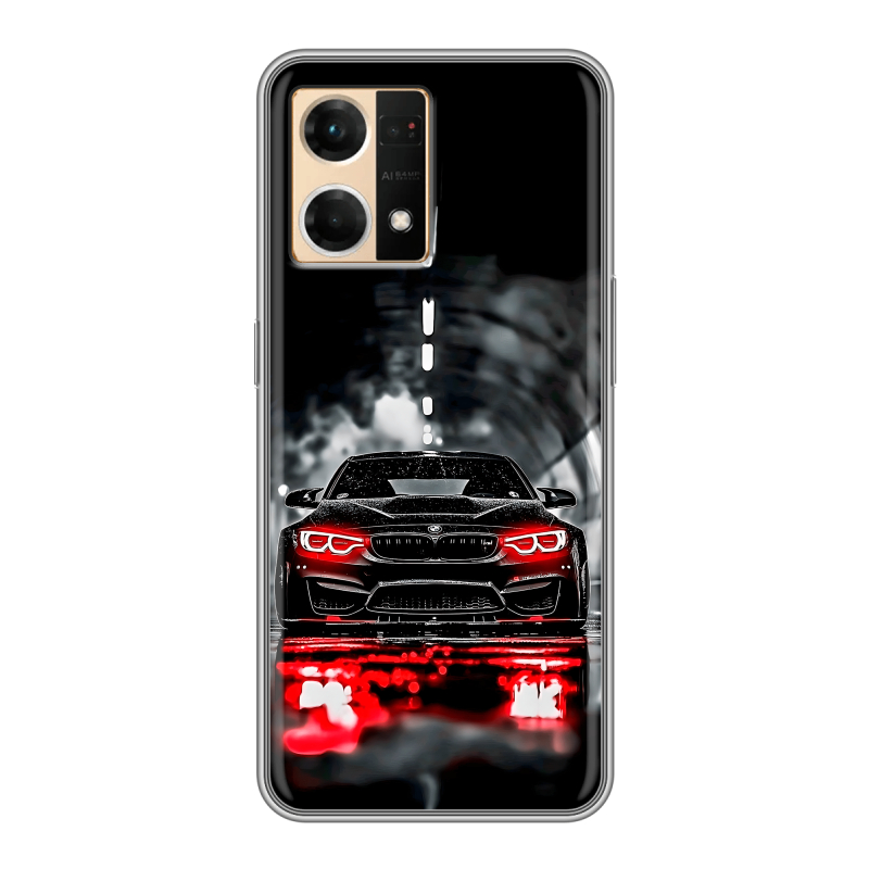 Силиконовый чехол на OPPO Reno7 с принтом BMW БМВ Силиконовый чехол на OPPO Reno7 с принтом BMW БМВ