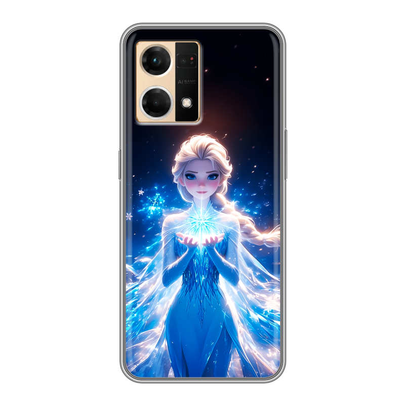 Силиконовый чехол на OPPO Reno7 с принтом Холодное сердце Frozen Силиконовый чехол на OPPO Reno7 с принтом Холодное сердце Frozen
