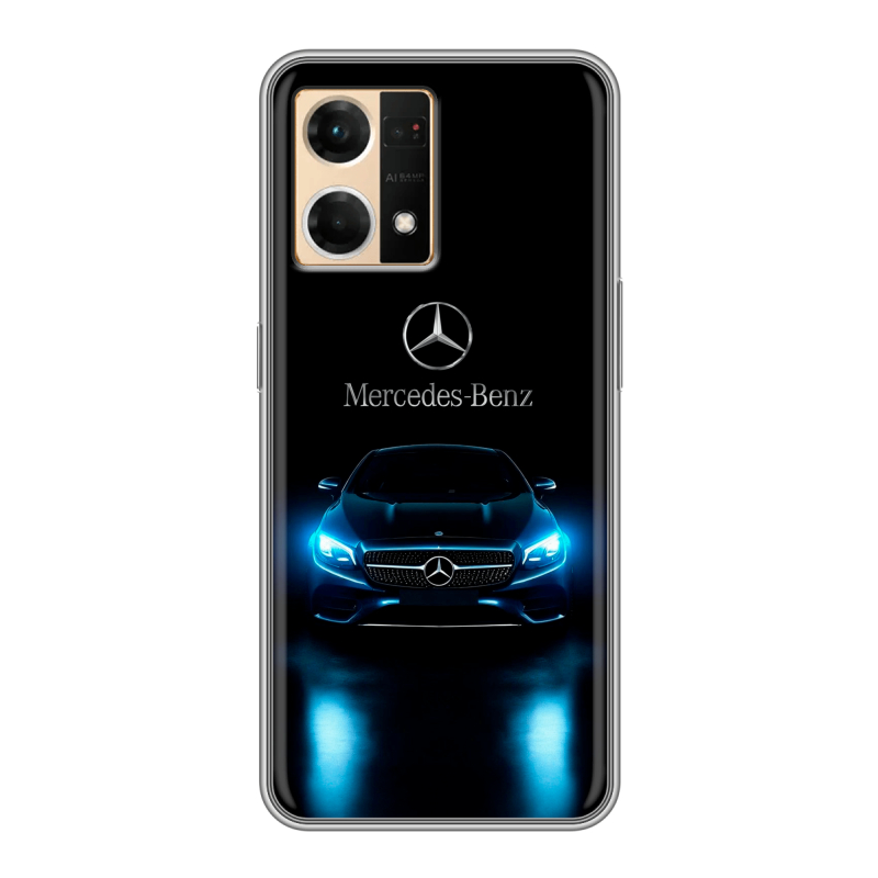 Силиконовый противоударный чехол на OPPO Reno7 с принтом Mercedes Мерседес Силиконовый противоударный чехол на OPPO Reno7 с принтом Mercedes Мерседес