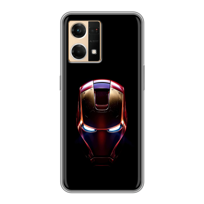 Силиконовый чехол на OPPO Reno7 с принтом IronMan Железный человек Силиконовый чехол на OPPO Reno7 с принтом IronMan Железный человек