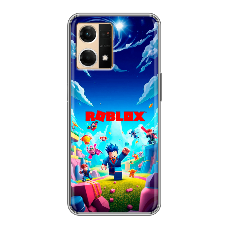 Силиконовый чехол на OPPO Reno7 с принтом Roblox Роблокс Силиконовый чехол на OPPO Reno7 с принтом Roblox Роблокс