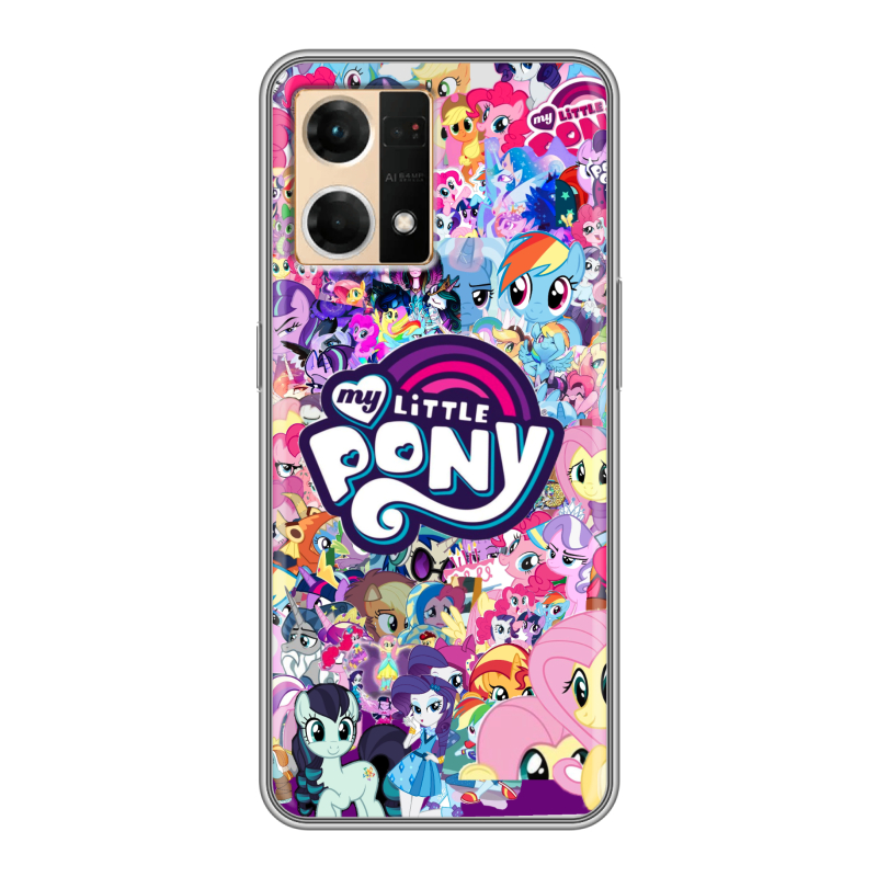 Силиконовый противоударный чехол на OPPO Reno7 с принтом My little pony Дружба чудо Силиконовый противоударный чехол на OPPO Reno7 с принтом My little pony Дружба чудо