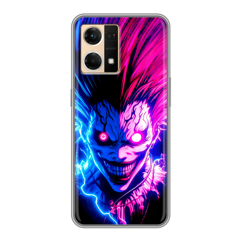 Силиконовый противоударный чехол на OPPO Reno7 с принтом Death note Тетрадь смерти Силиконовый противоударный чехол на OPPO Reno7 с принтом Death note Тетрадь смерти