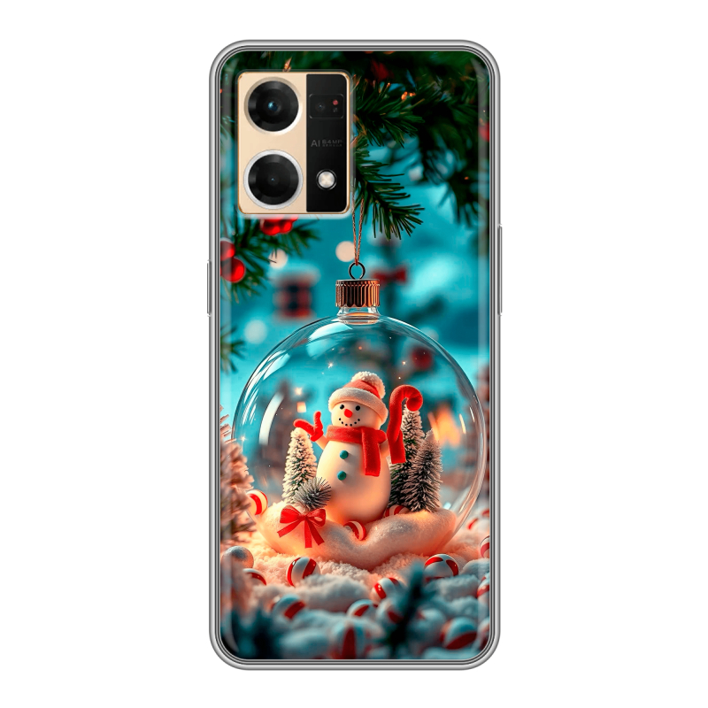 Силиконовый противоударный чехол на OPPO Reno7 с принтом Новый год Силиконовый противоударный чехол на OPPO Reno7 с принтом Новый год