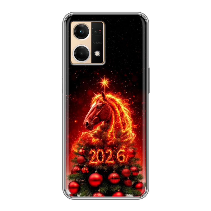 Силиконовый чехол на OPPO Reno7 с принтом Новый год Силиконовый чехол на OPPO Reno7 с принтом Новый год